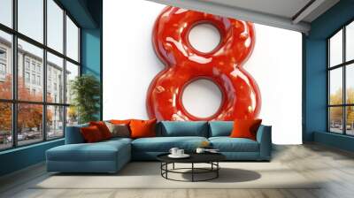 3D number 8 with ketchup texture realistic modern design, soft lighting, white background  Wall mural