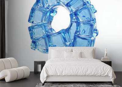 3D number 9 with blue ice cubes realistic modern design, soft lighting, white background  Wall mural