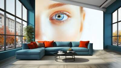 Beautiful face isolated stock photo on white background  Wall mural