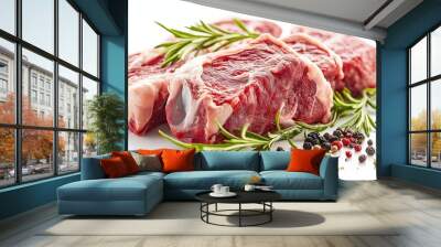 Fresh raw meat stock photo on white background Wall mural