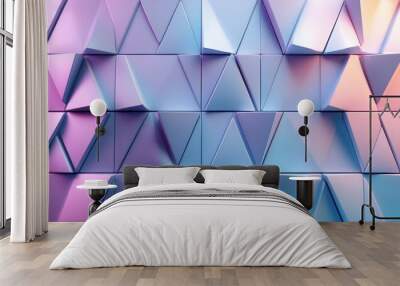 Futuristic, High Tech, colored background, with a triangular block structure. Wall texture with a 3D triangle tile pattern. 3D render  Wall mural