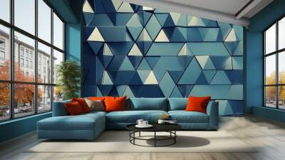 Futuristic, High Tech, colored background, with a triangular block structure. Wall texture with a 3D triangle tile pattern. 3D render  Wall mural