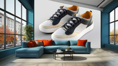 Modern sneakers isolated on clear gray background photo  Wall mural