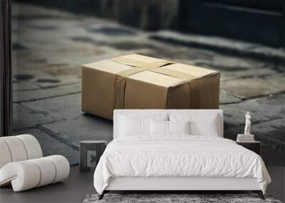 Package stock photo. Box with gifts. Delivery Wall mural