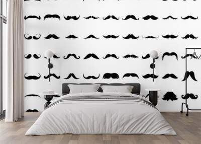 Mustache icons for barbershops and printing set of silhouettes of different mustaches Wall mural