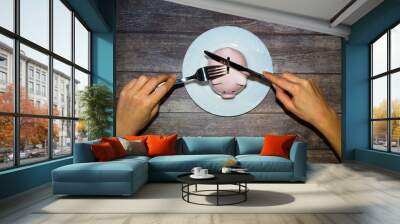 Piggy Bank on a plate Wall mural