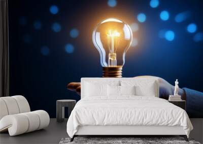 light bulb in hand Wall mural