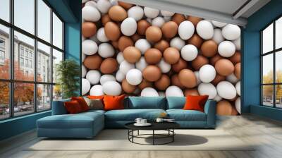 Pile of eggs fills the frame without background Wall mural