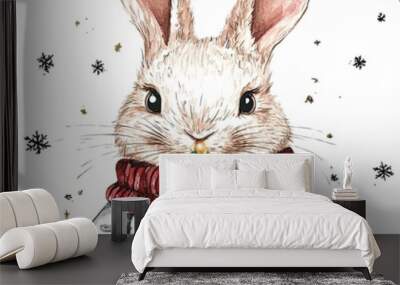 Christmas tree hare on a white background. Selective focus Wall mural