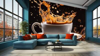 delicious coffee in a cup, splash.Generative AI Wall mural