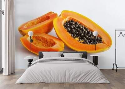 papaya fruit on a white background. Selective focus Wall mural