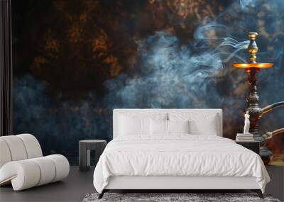 smoking hookah on a dark background Wall mural