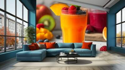 tasty healthy multivitamin juice close-up Wall mural