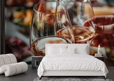 wine glasses on the background of the festive table. selective focus Wall mural