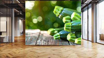 zucchini on a wooden nature background Wall mural