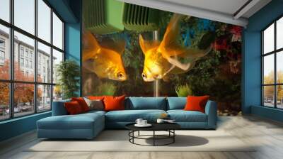 beautiful gold fish in the aquarium
 Wall mural