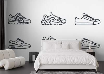 Sneaker Shoe Minimalistic Flat Line Outline Stroke Icon Pictogram Symbol Wall mural