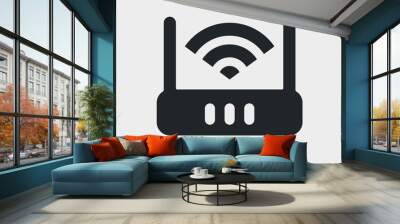 Wi-Fi Router Antenna Wireless Internet Device. Vector Flat Line Icon Illustration. Wall mural