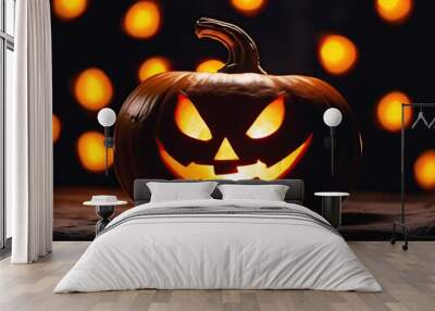 Halloween pumpkins in the night Wall mural