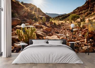 Red Rock Canyon with plants Wall mural