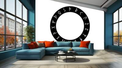 A circle in Scandinavian style wit runes. Antique wheel with medieval letters and ornament. Wall mural