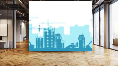 Constructionc city landscape site with a tower crane. Construction of residential buildings. Wall mural