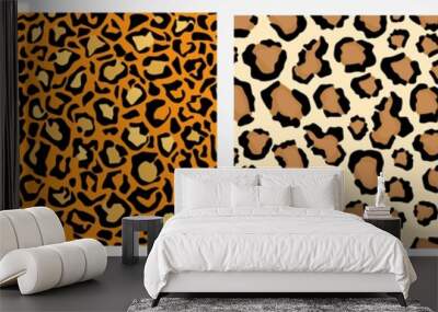 Patterns in style - leopard skin. The design is made in various colors, shades of orange and gray. Saturated abstract camouflage safari style: leopard, jaguar. Stylish design, modern vector graphics Wall mural