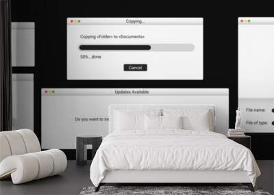 Set of modern computer window. Successful message on screen. Notification on desktop. Wall mural