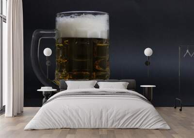 mug of beer on a dark background with nuts Wall mural