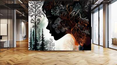 background with woman Wall mural