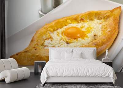 Khachapuri on a white table
 Wall mural