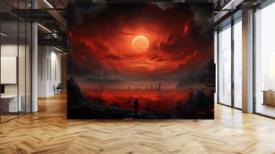 red full moon Wall mural