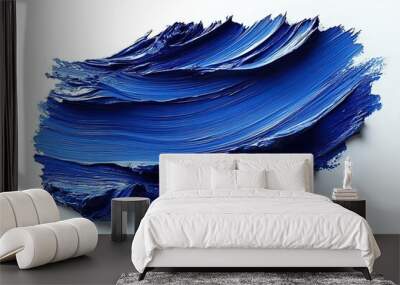 Large horizontal stroke of cobalt blue, made with oil paints on white canvas. Textured surface and rich color create a sense of depth and volume. Wall mural