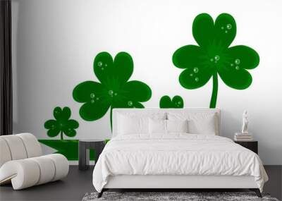 Shamrock, ribbon in different shades of green on a white background. St. Patrick's day, illustration for creativity Wall mural