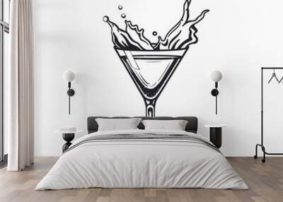 Cocktail daiquiri splash drink black and white vintage style Wall mural