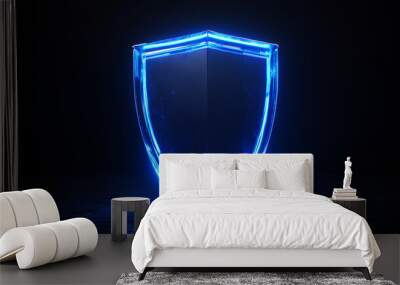 3D shield icon with blue backlight Wall mural