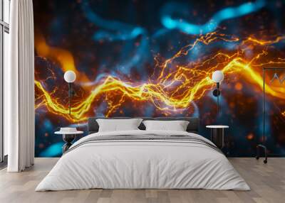 abstract image of how electricity moves through cables Wall mural