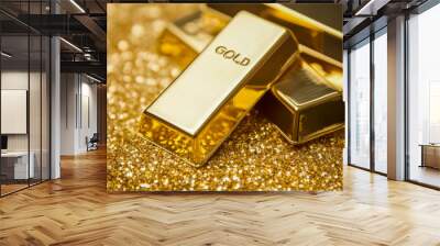 gold bars background Wall mural