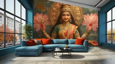 Illustration of  Goddess Lakshmi Wall mural