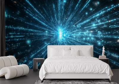 rays of light in the form of digital information Wall mural