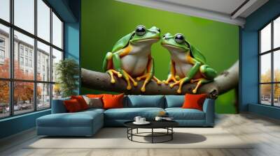 Charming Frogs on a Branch Wall mural