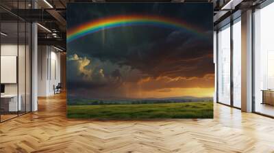 Stunning Rainbow Over Dramatic Landscape Wall mural