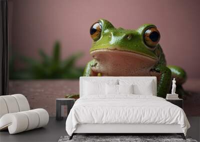 Vibrant Green Frog Close-Up Wall mural