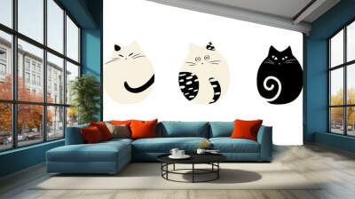 Set of isolated cute cats and kittens in different emotions and poses in cartoon style. Wall mural