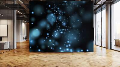 bokeh sparkling dust with blue sparkling stars on a transparent background. Glittering texture. Christmas effect for luxury greeting rich card.  Wall mural