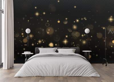 Christmas background. Powder dust light PNG. Magic shining gold dust. Fine, shiny dust bokeh particles fall off slightly. Fantastic shimmer effect. Vector illustrator.	
 Wall mural