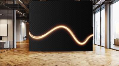 Golden curved light line, rope, tape. Smooth festive gold line png with light effects. Element for your design, advertising, postcards, invitations, screensavers, websites, games.	 Wall mural