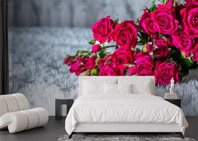 bouquet of beautiful red roses isolated on white background. Wall mural