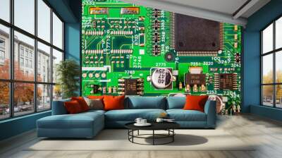 Electronic board design, Motherboard digital chip. Tech science background. Wall mural