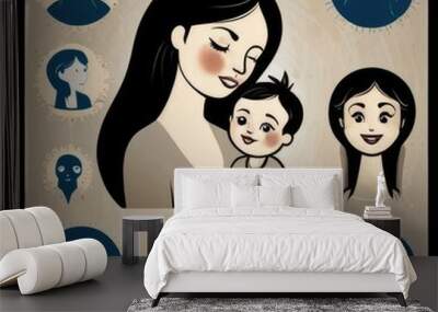 mother and child icons Wall mural